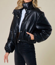 Load image into Gallery viewer, Faux Leather Puffer Jacket