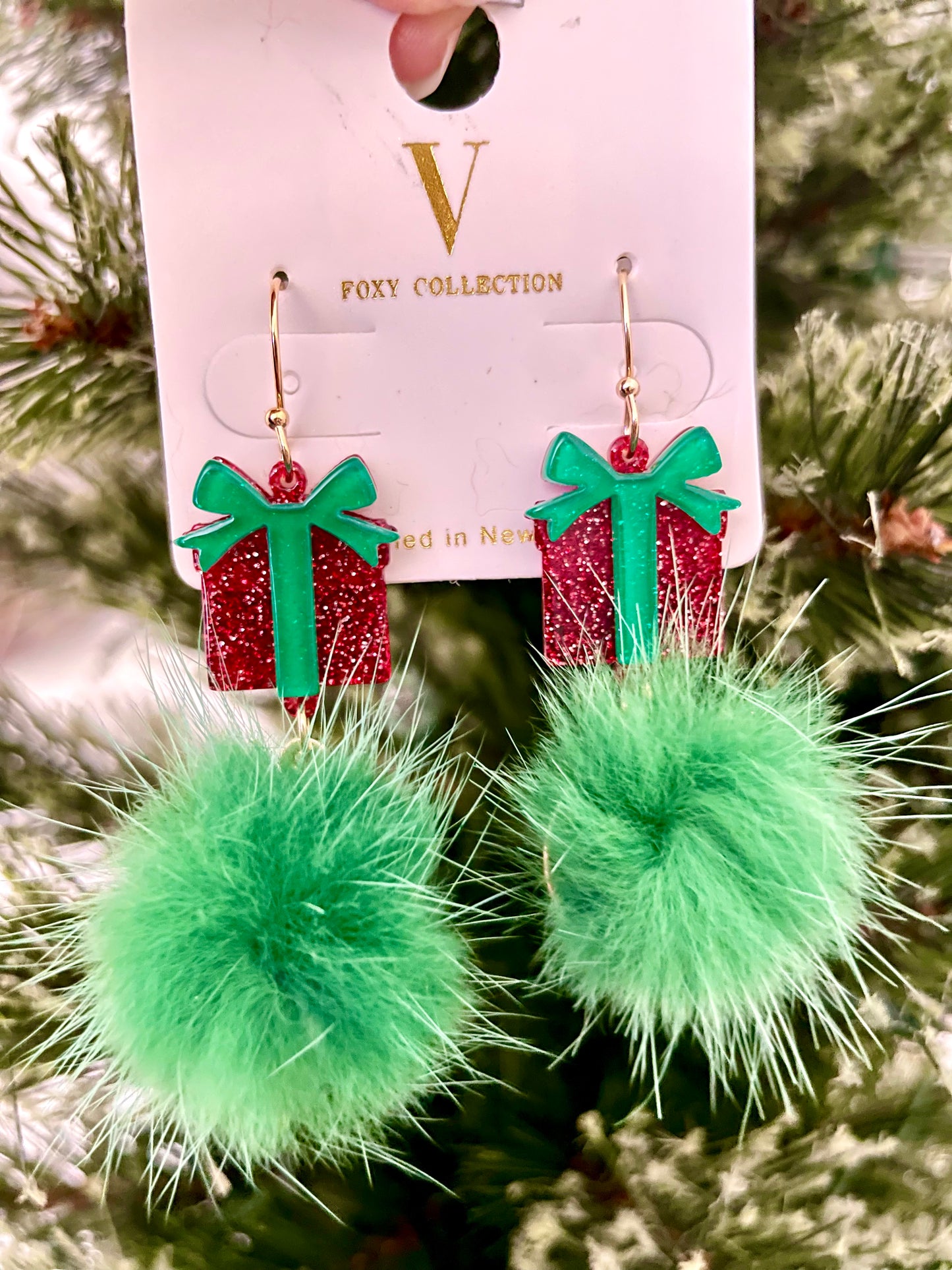 Gift Box Pom Pom Earrings