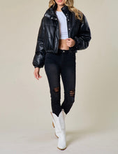 Load image into Gallery viewer, Faux Leather Puffer Jacket