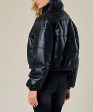 Load image into Gallery viewer, Faux Leather Puffer Jacket