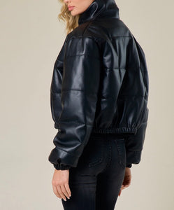 Faux Leather Puffer Jacket