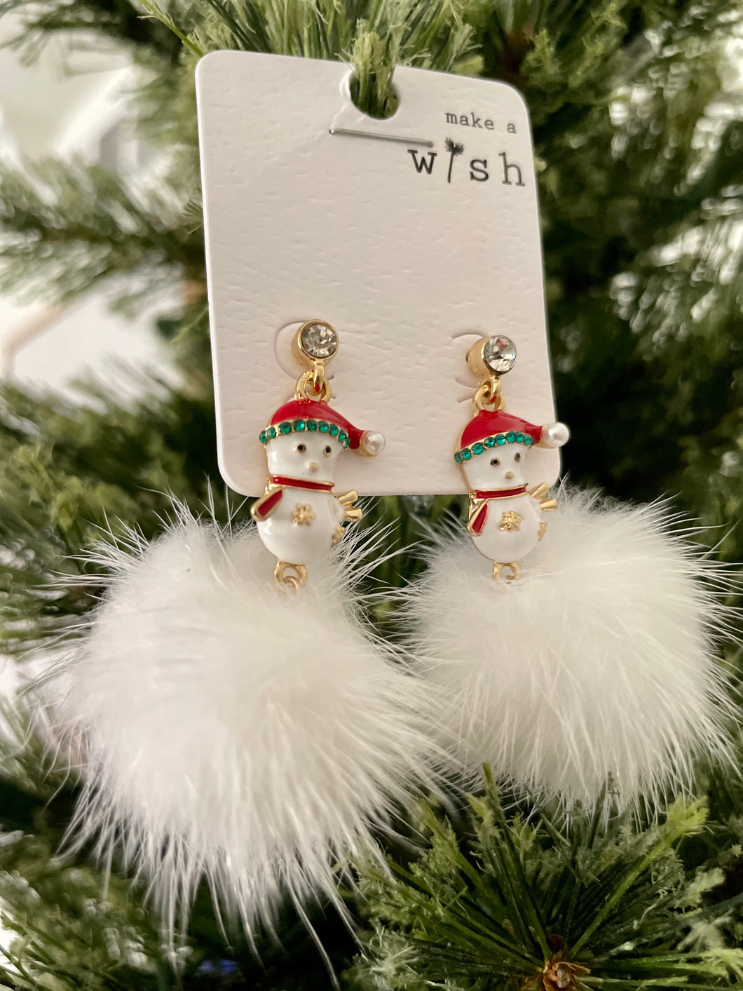 Snowman Pom Pom Earrings