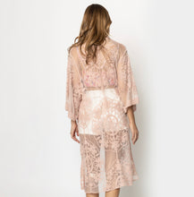 Load image into Gallery viewer, Pink Floral Lace Kimono