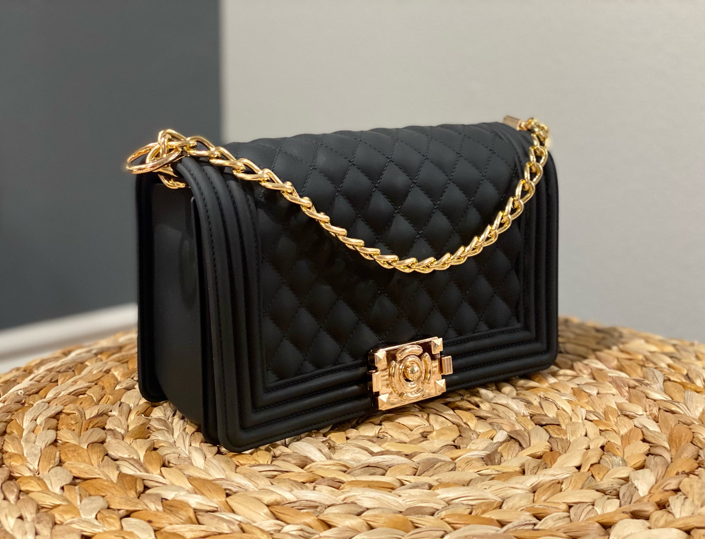 Matte Black Quilted Bag