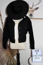 Load image into Gallery viewer, Rider Cropped Denim Sherpa Lined Jacket 